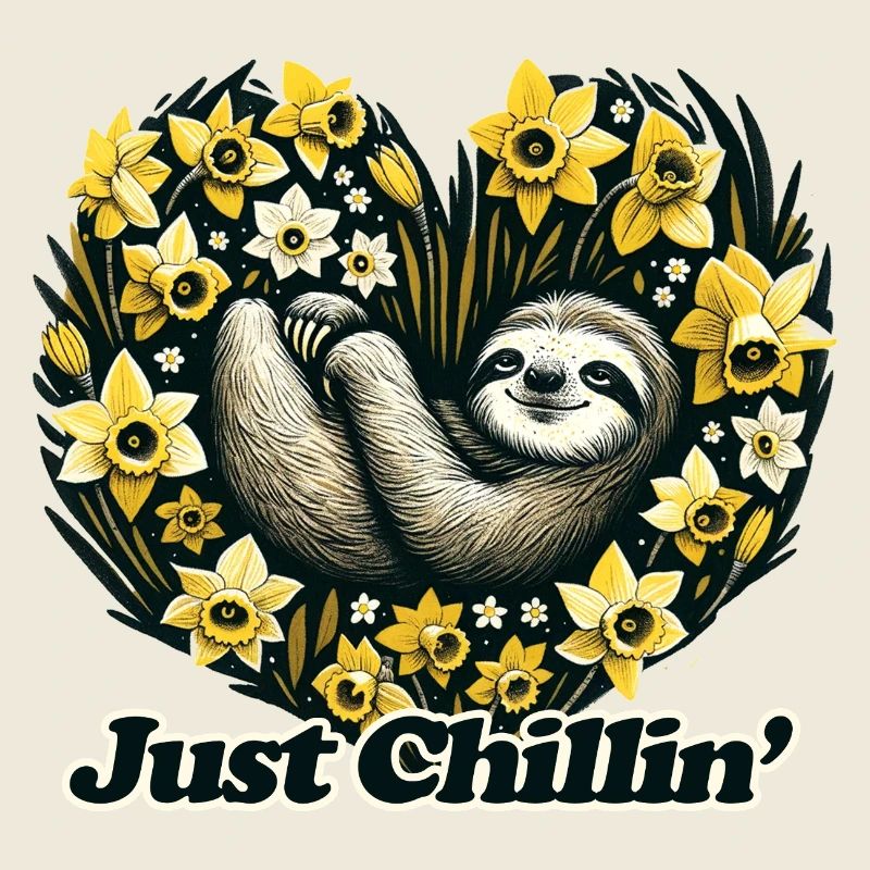 Just Chill Sloth en coeur de jonquille