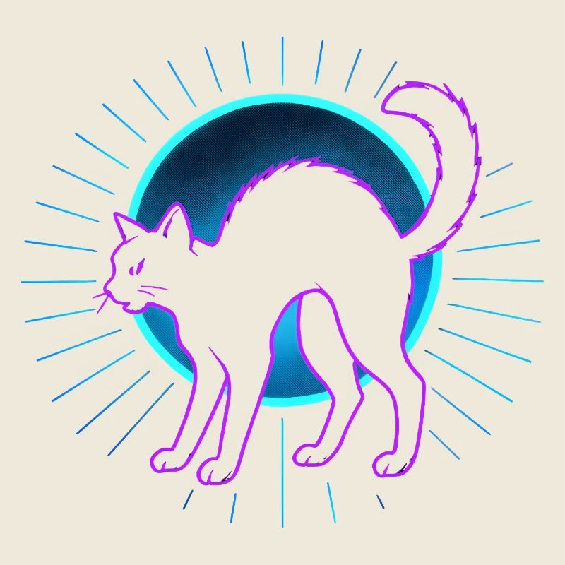 Neonkatze auf Mondkreis