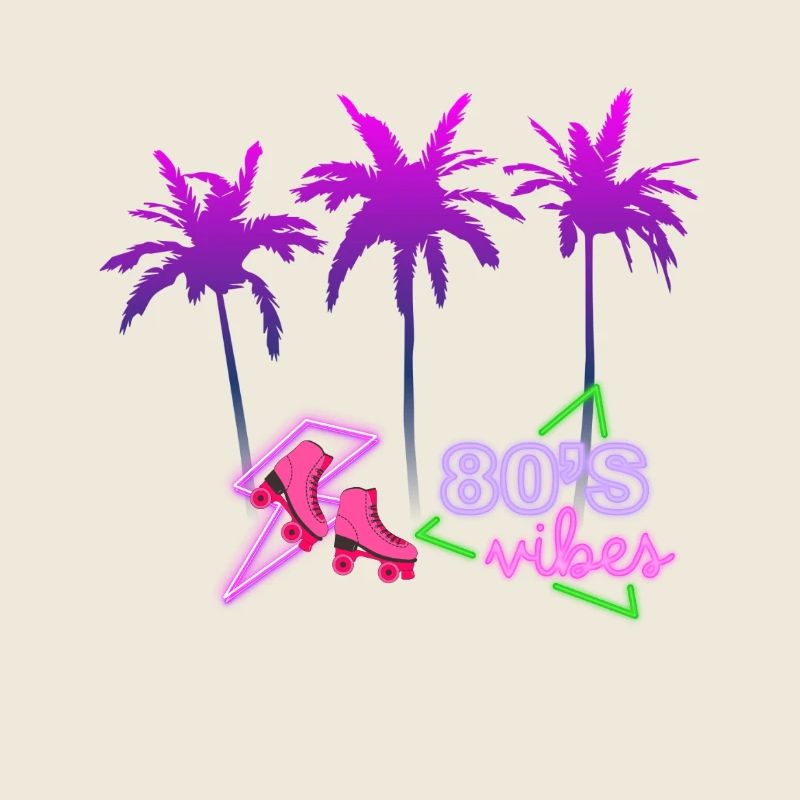 Neon 80s Palm Trees Neon Skates