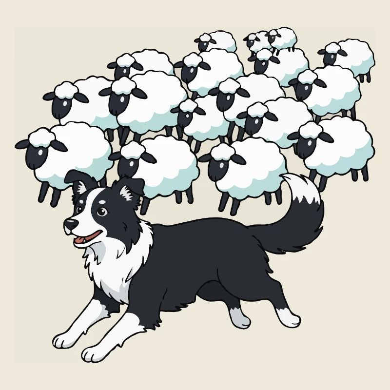 Border Collie and Clouds Sheep
