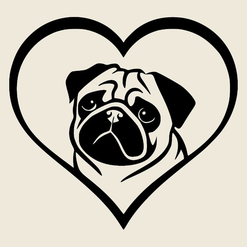 Niedliche Mops Herz Hund Kunst