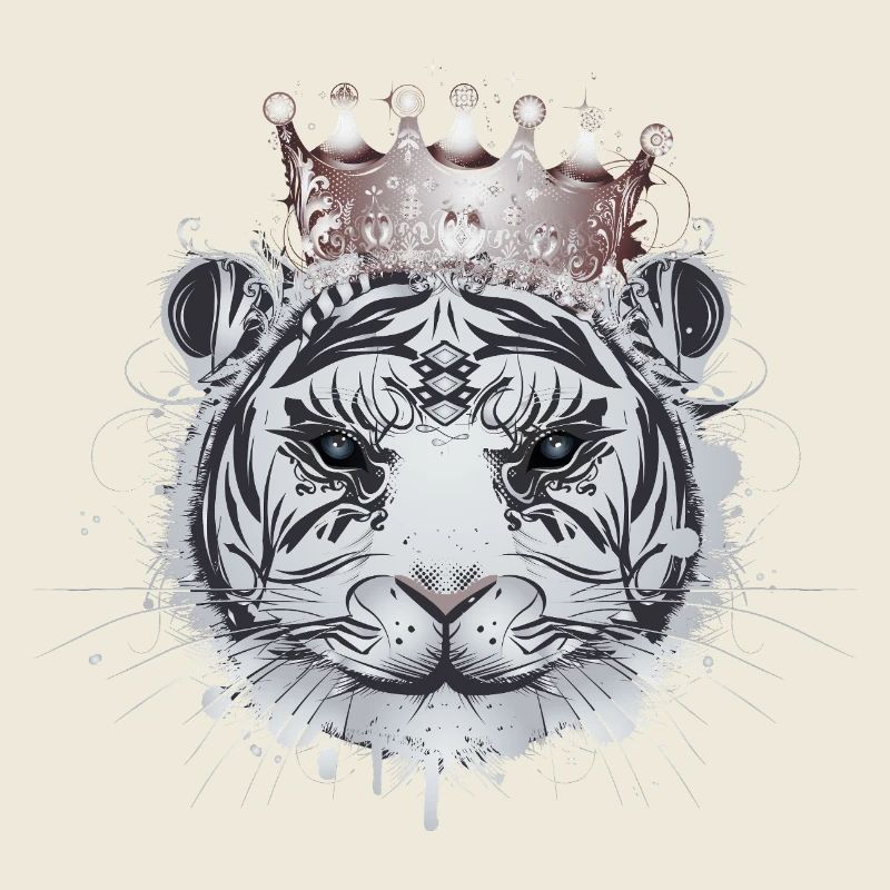 Tigre blanc avec couronne – Élégant grand chat