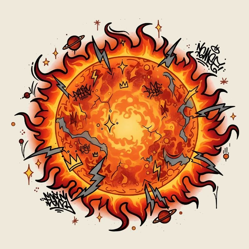Flaming Sun Ball Explosion