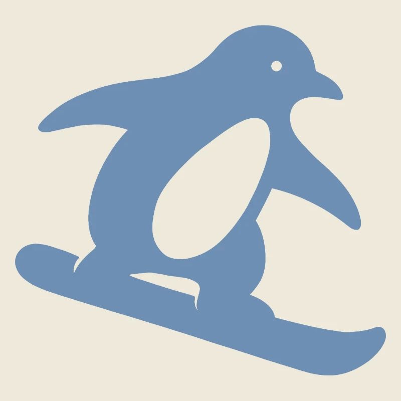 Minimalistischer Pinguin Snowboard Winterurlaub