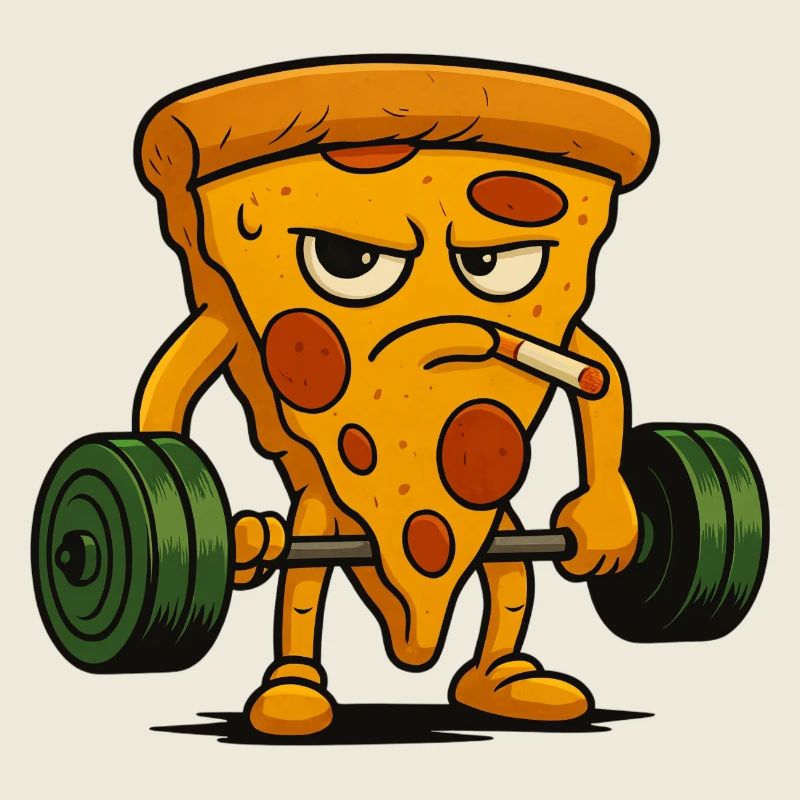 Pizzastück Heben von Gewichten Rauchen