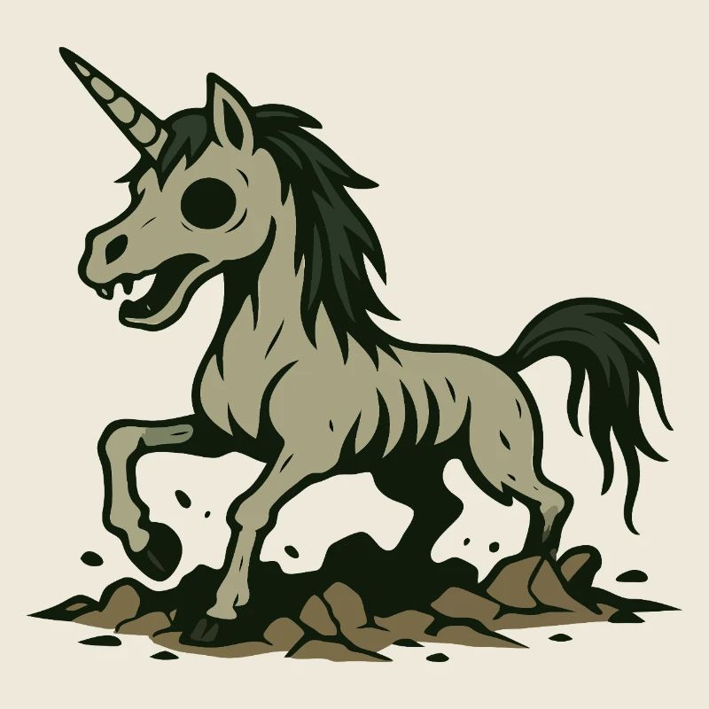 Licorne zombie s’élevant de la Terre Sombre