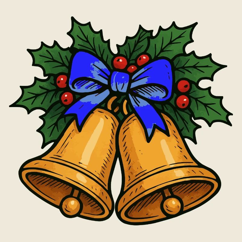 Cloches de Noël avec ruban bleu