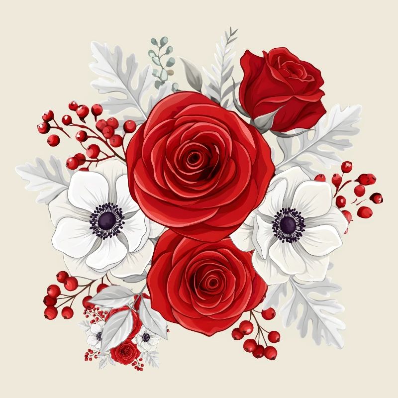 Rot-weißer Blumenstrauß