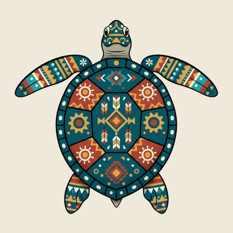 Tortue motifs aztèques