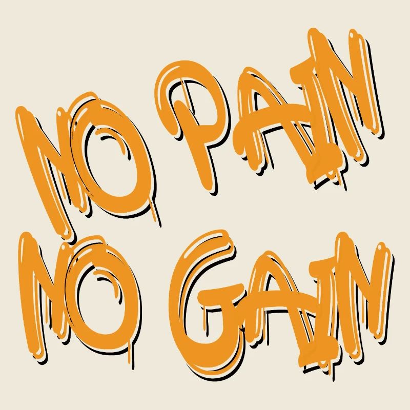 No Pain No Gain – Kräftiger orangefarbener Graffiti-Stil