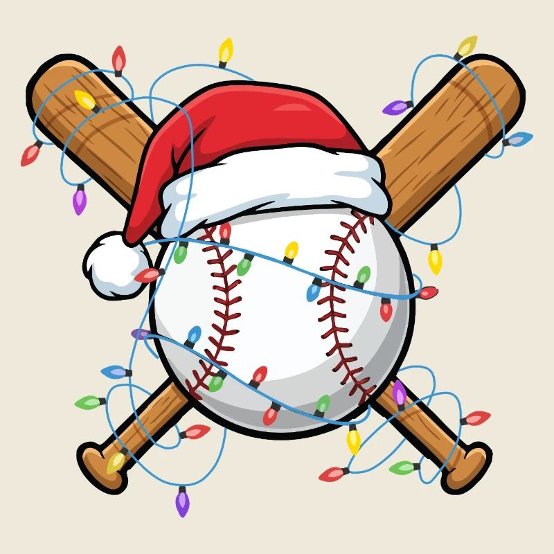Baseball Santa Hat Xmas Cheer Baseball Holiday 