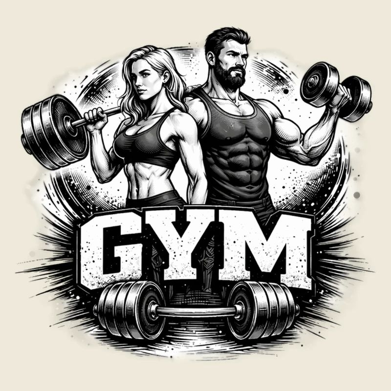 Gym Workout Motif Drawing