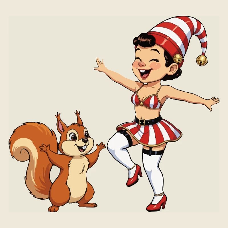 Fille lutin avec un écureuil