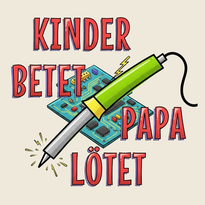 Des enfants prient, papa soude