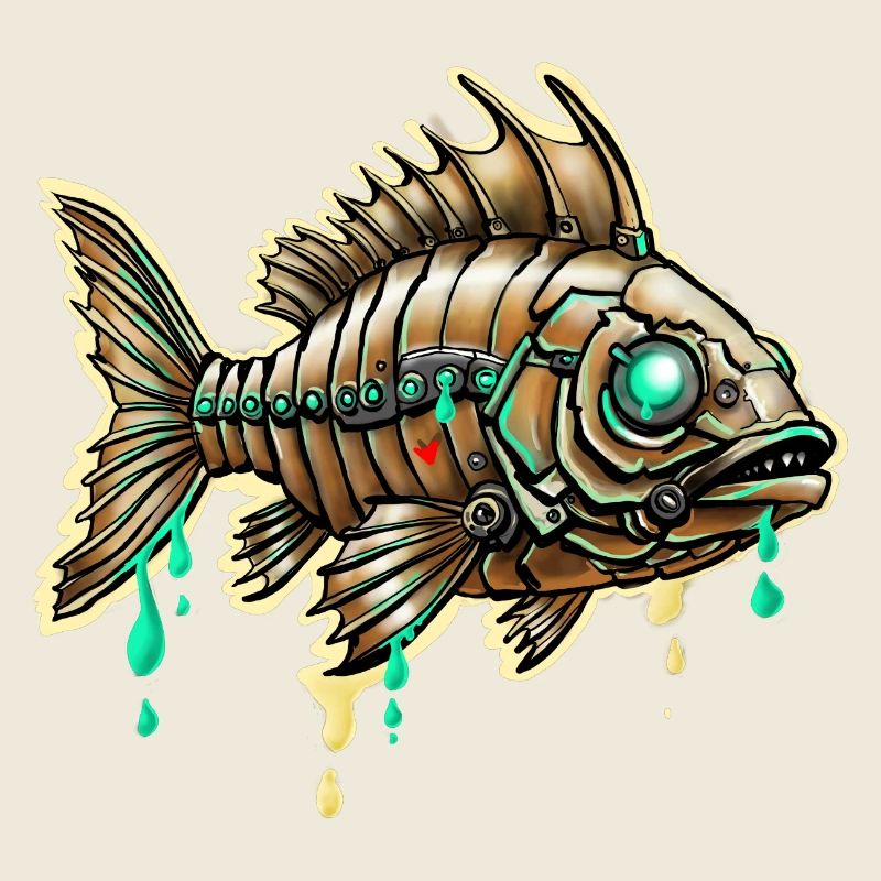 Poisson Steampunk cybernétique