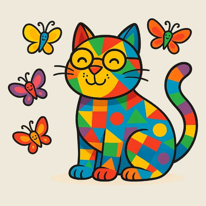 Patchwork Cat and Butterflies