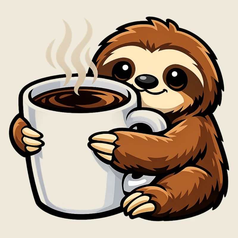 Faultier mit Kaffee-Becher