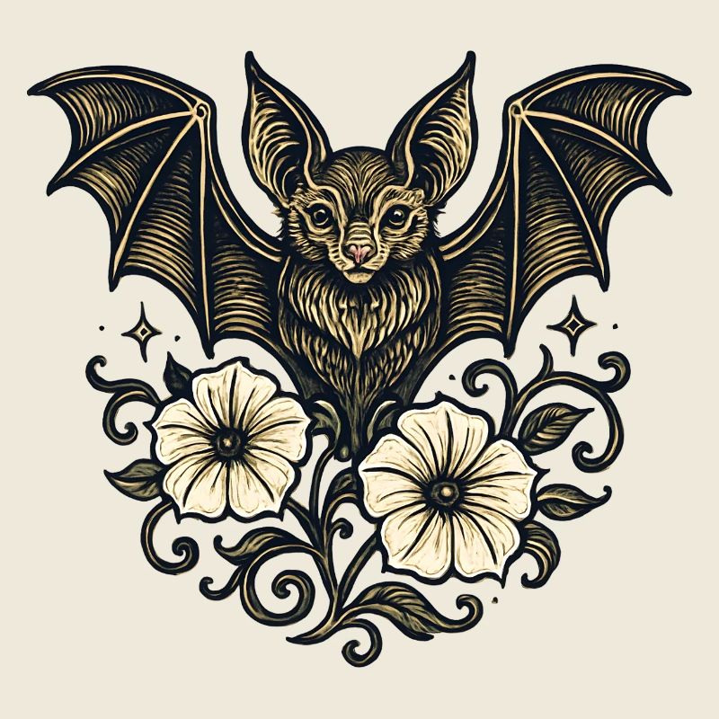 Nachtfledermaus Blütenornament