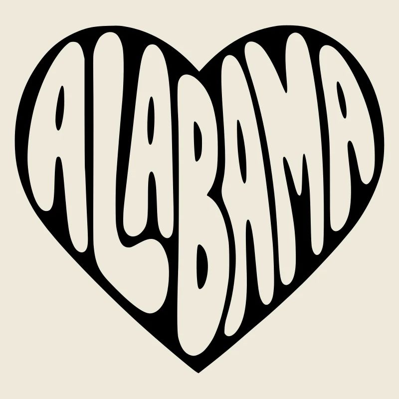 Alabama USA Herz Bubblige Typo