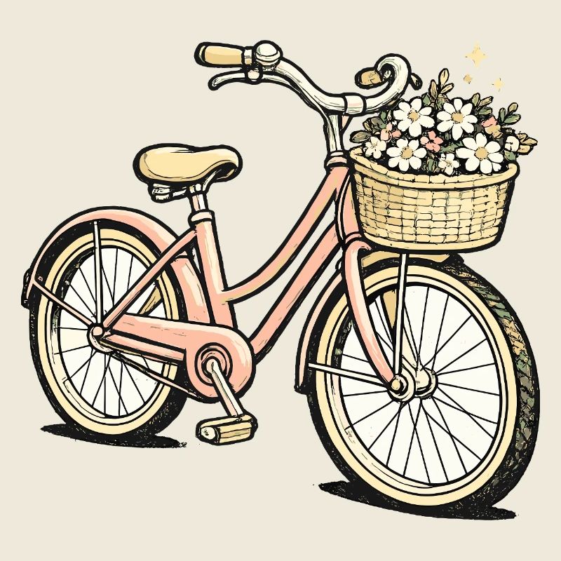 Vélo vintage avec panier de fleurs