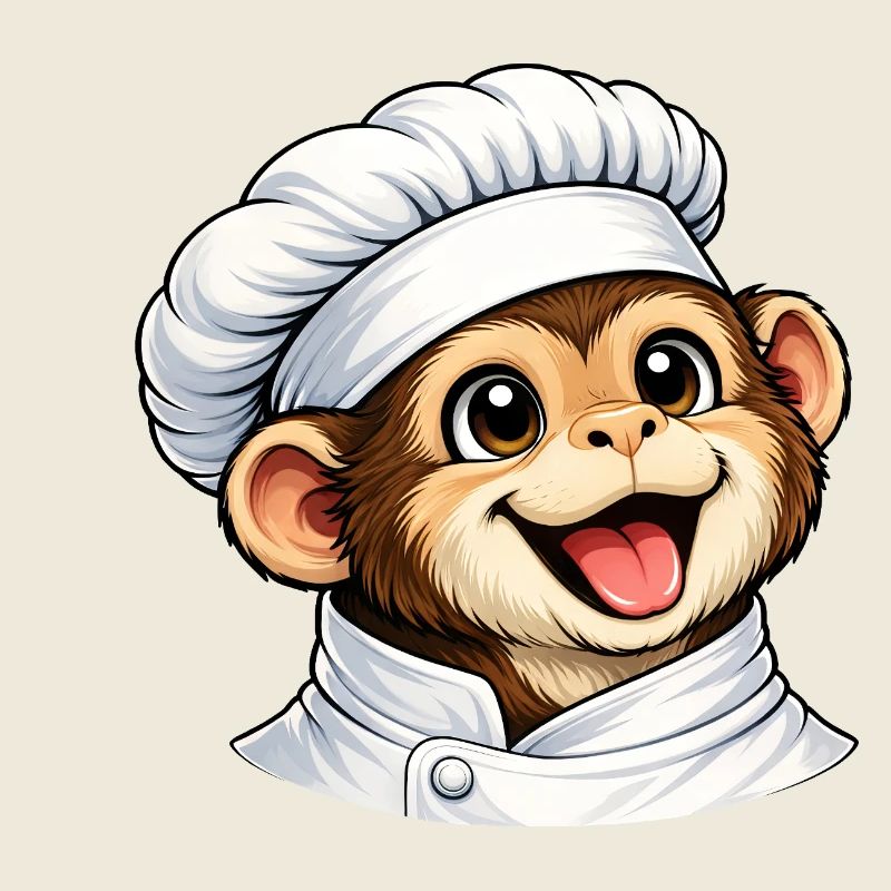 Cute Monkey Chef Cartoon