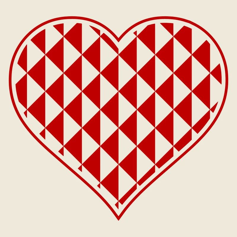 Geometrisches Herzmuster Rot-Schwarz