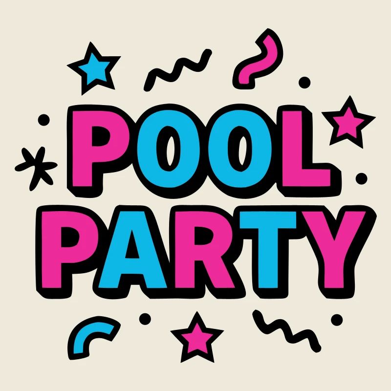 Pool Party 90er Schriftzug