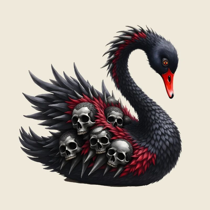Cygne Noir aux crânes rouges