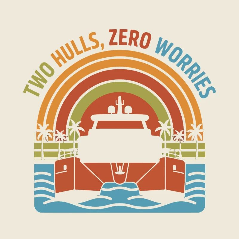Retro Catamaran Two Hulls Zero Worries