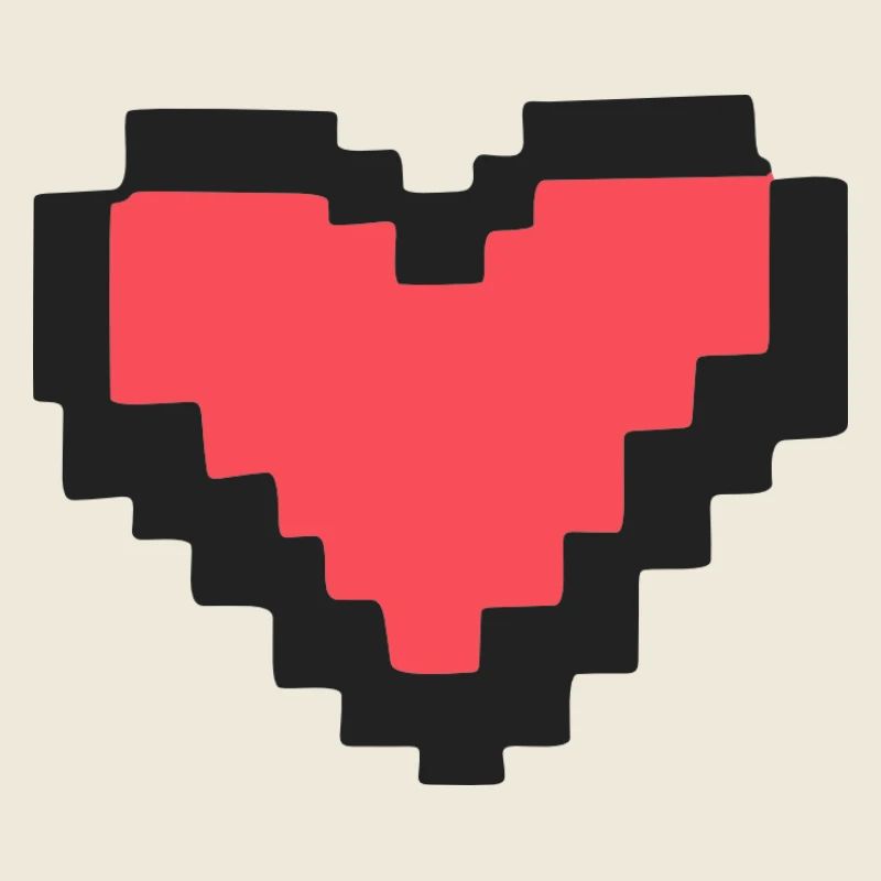 Pixel Art Herz Rot 8-Bit Retro Liebe	