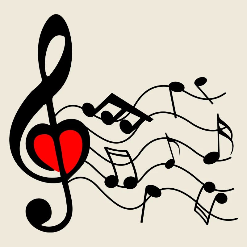 G clef with heart and nuts