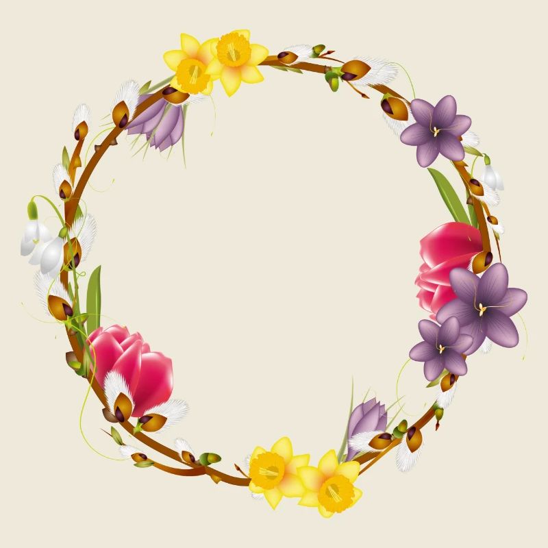 Couronne printanière de chatons et de fleurs de saule