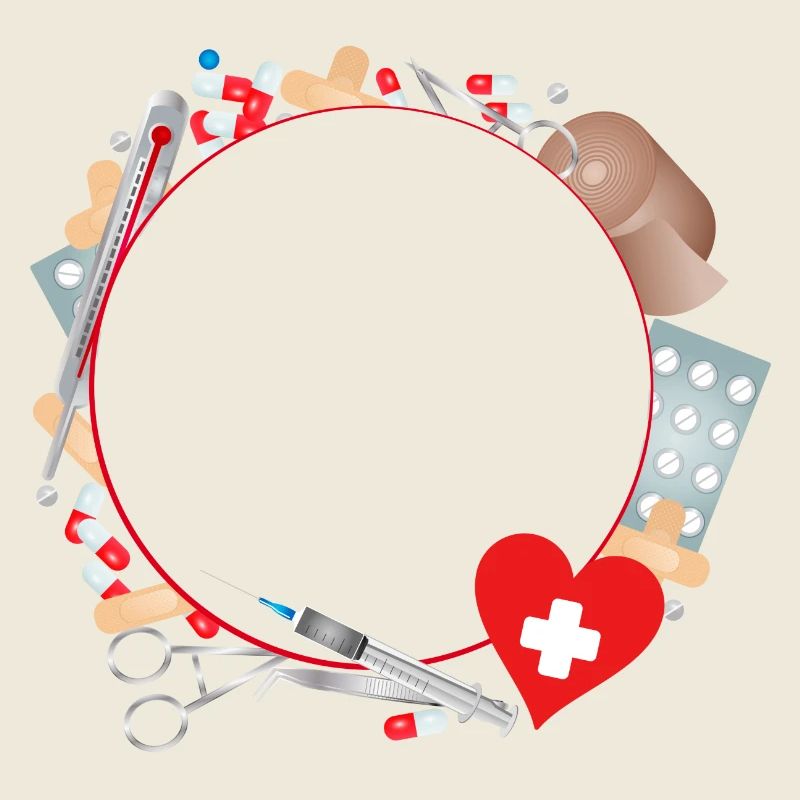 Erste Hilfe Set oder Reiseapotheke als Rahmen