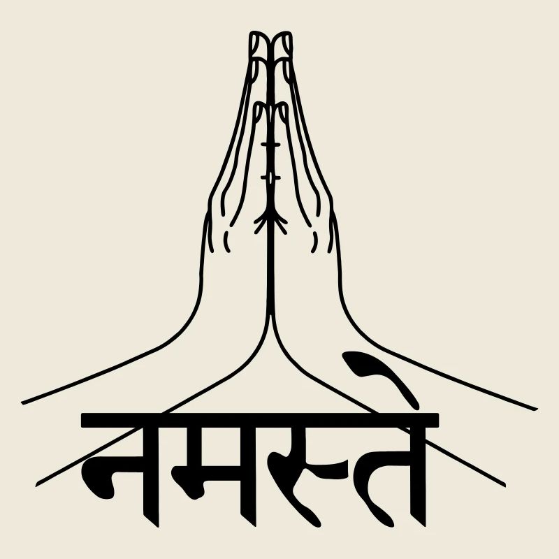 Namaste Sanskrit écrit mains
