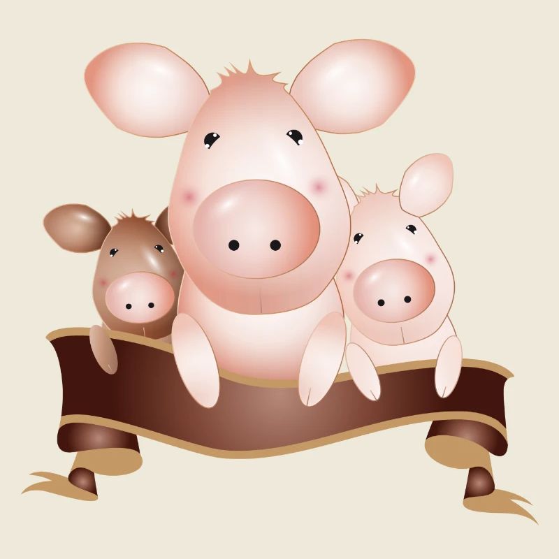 Trois cochons mignons enchanteurs avec bannière