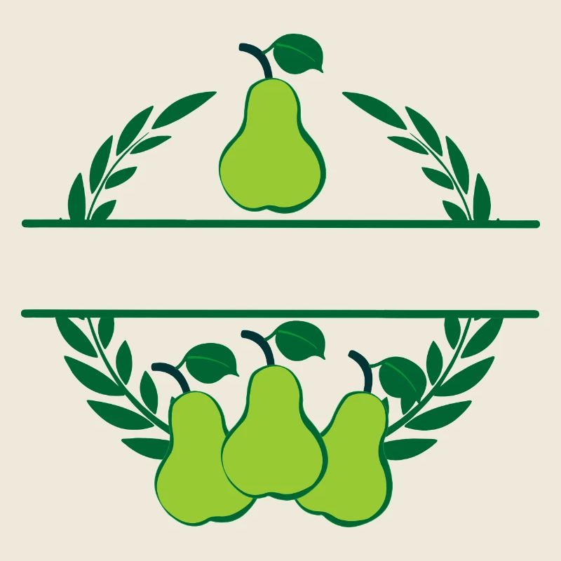 Poires en couronne de laurier avec poires vertes