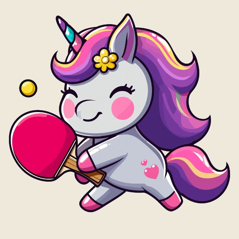 Unicorn Unicorn with Table Tennis Racket for