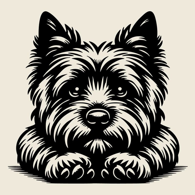 Cairn Terrier Head with Paws