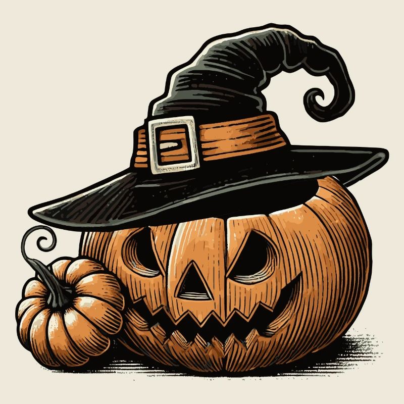 Citrouille d’Halloween avec chapeau de sorcière : l’horreur parfaite