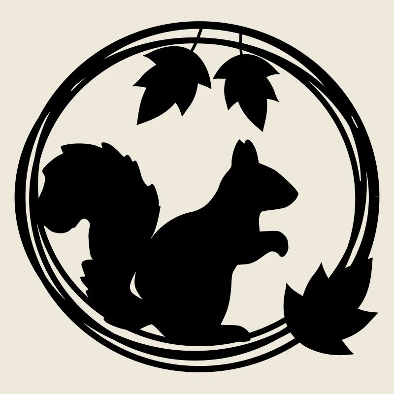 Silhouette d’écureuil en couronne de feuilles