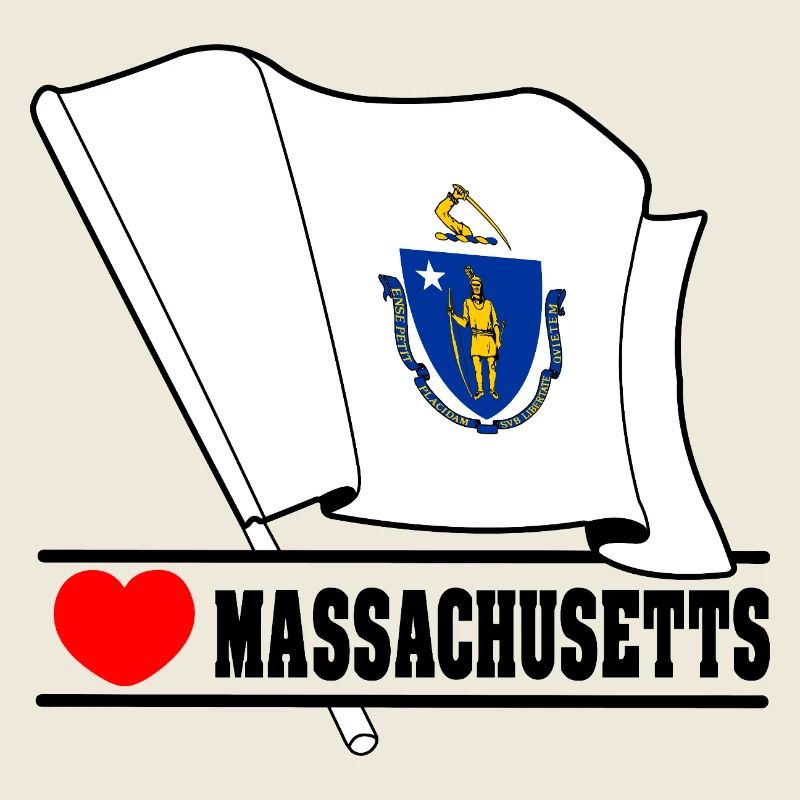 Flag Massachusetts heart MASSACHUSETTS