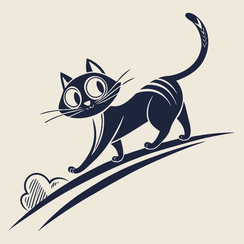 Curious cat in curved line