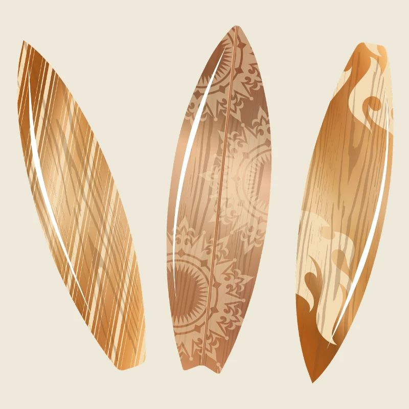 Planches de surf aspect bois dans un style rétro