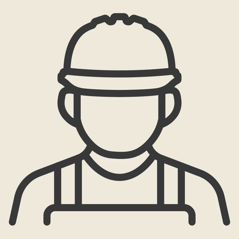 Construction Worker Icon – Minimalist Line Art Sty