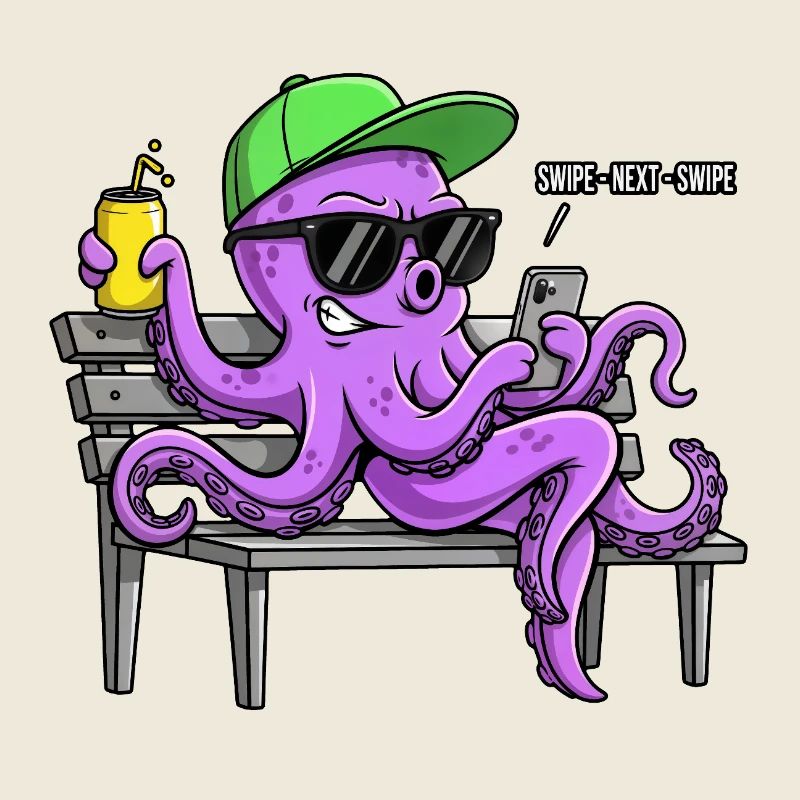 Lustiger Oktopus mit Smartphone