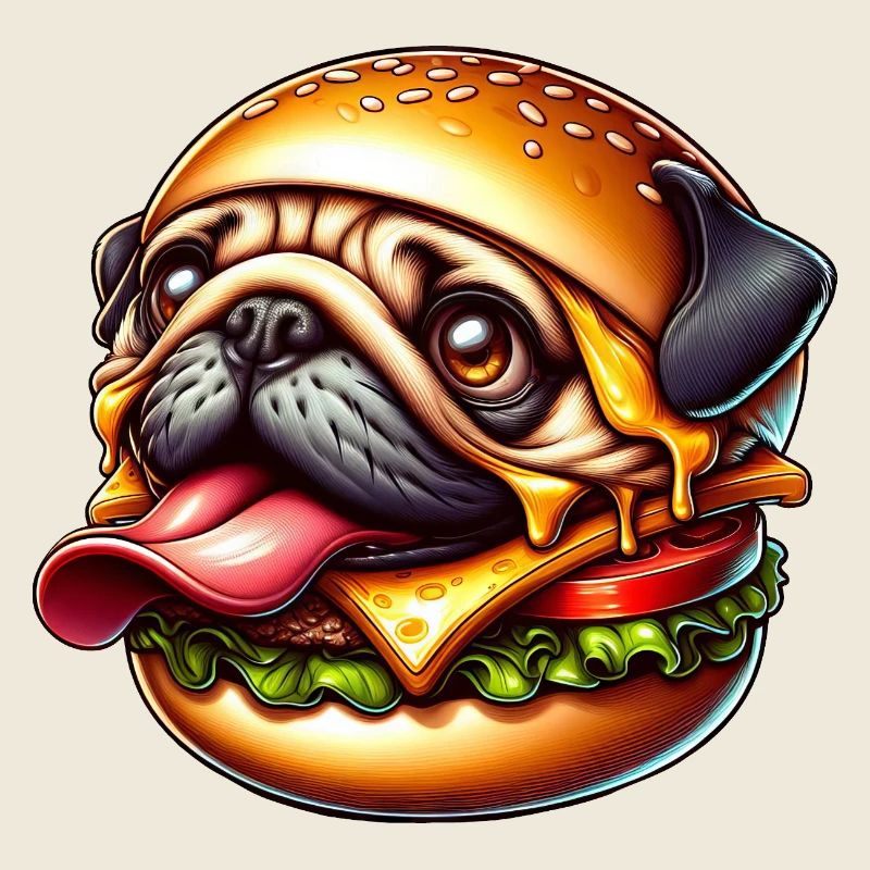 Cute Pug Halloween Cheeseburger Cartoon Monster