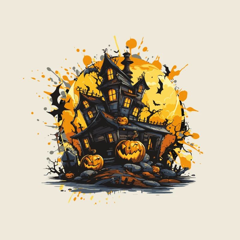 Haunted house on the Halloween moon