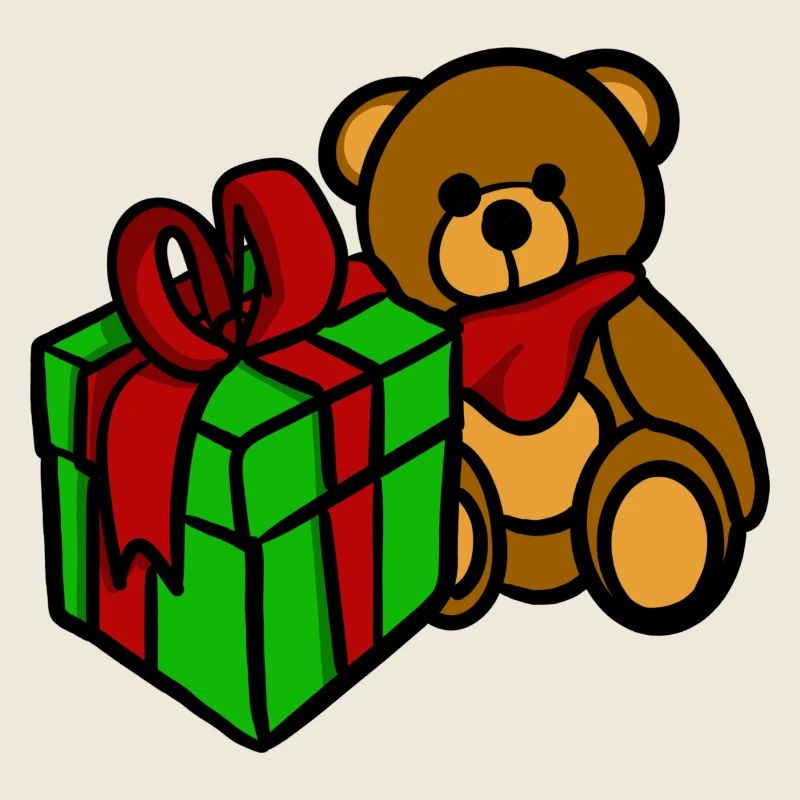 Teddy hat ein Geschenk