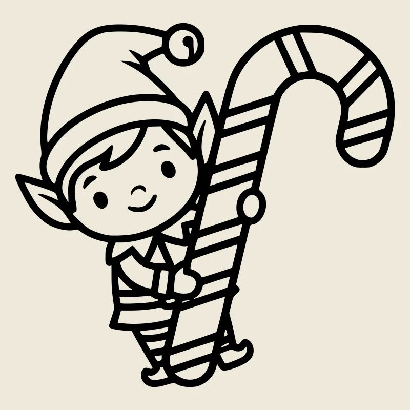 Mignon elfe de Noël avec canne à sucre