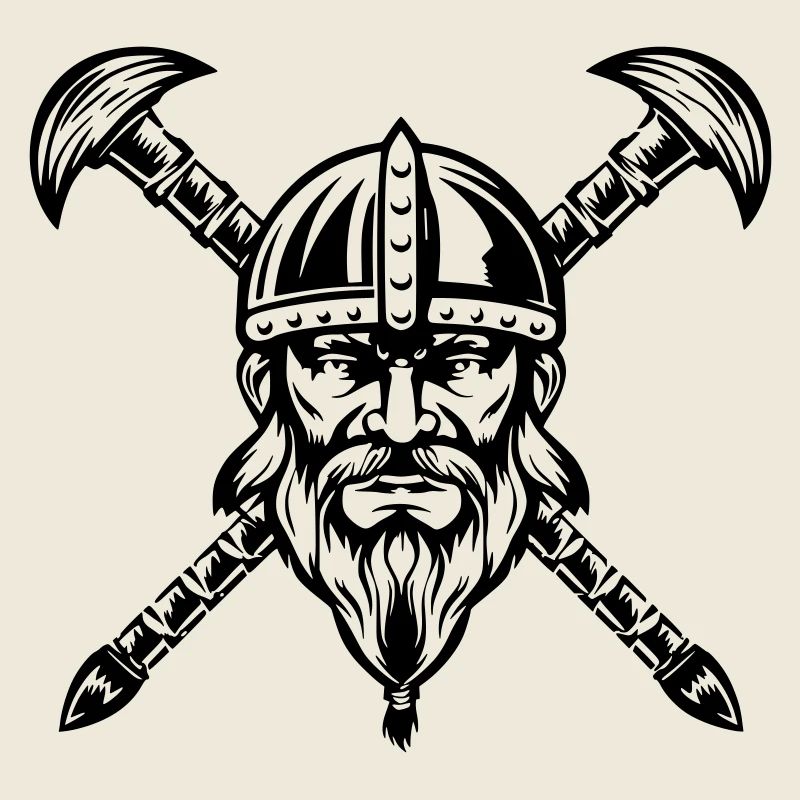 Bärtiges Wikinger-Kriegergesicht